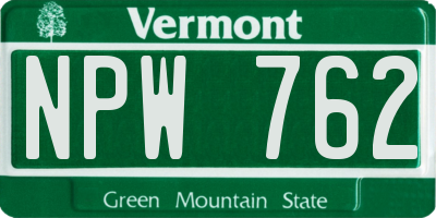VT license plate NPW762