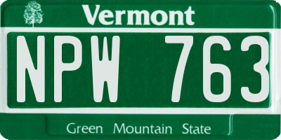 VT license plate NPW763