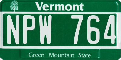 VT license plate NPW764