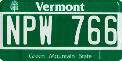 VT license plate NPW766