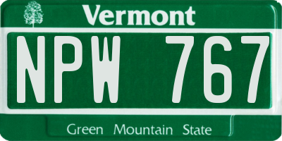 VT license plate NPW767