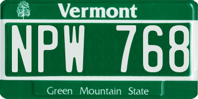 VT license plate NPW768