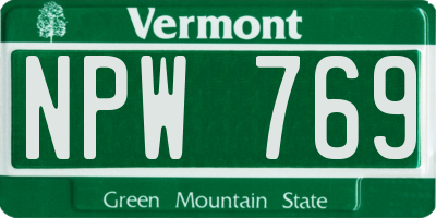 VT license plate NPW769