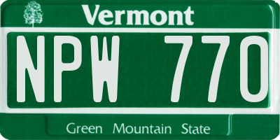 VT license plate NPW770