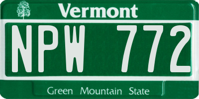 VT license plate NPW772