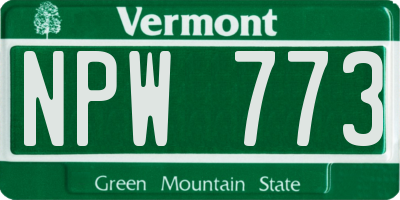 VT license plate NPW773