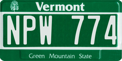 VT license plate NPW774