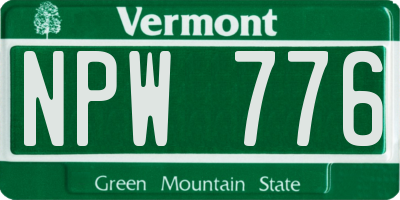 VT license plate NPW776