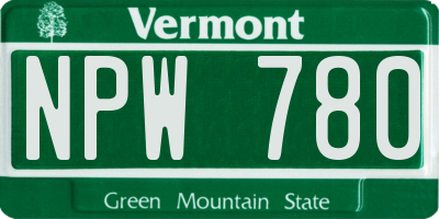 VT license plate NPW780
