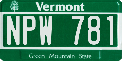 VT license plate NPW781