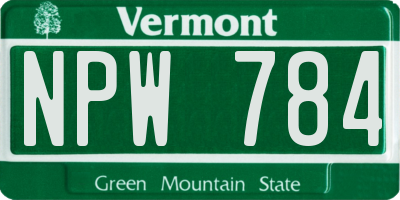 VT license plate NPW784