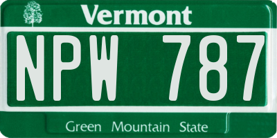 VT license plate NPW787