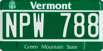 VT license plate NPW788