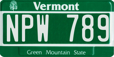 VT license plate NPW789