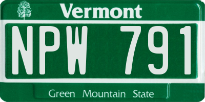 VT license plate NPW791