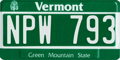 VT license plate NPW793
