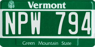 VT license plate NPW794