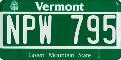 VT license plate NPW795