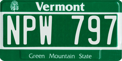 VT license plate NPW797