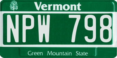 VT license plate NPW798