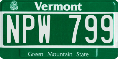 VT license plate NPW799