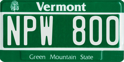 VT license plate NPW800