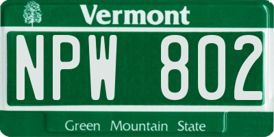 VT license plate NPW802