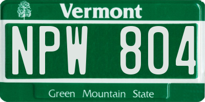 VT license plate NPW804