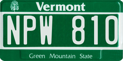 VT license plate NPW810