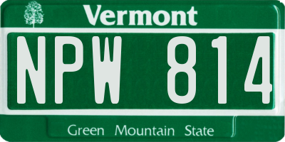 VT license plate NPW814