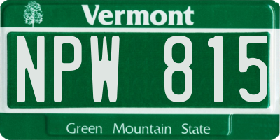 VT license plate NPW815