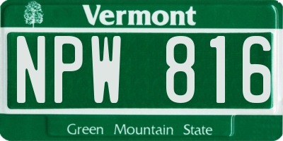 VT license plate NPW816