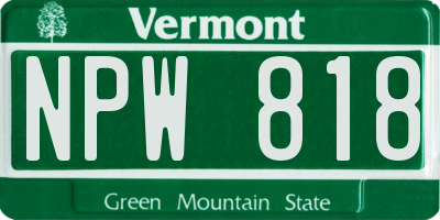 VT license plate NPW818