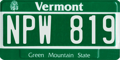 VT license plate NPW819
