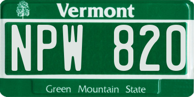 VT license plate NPW820
