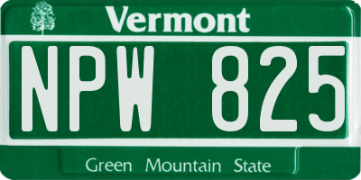 VT license plate NPW825