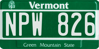 VT license plate NPW826
