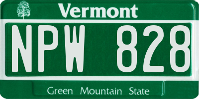 VT license plate NPW828
