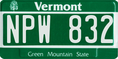 VT license plate NPW832