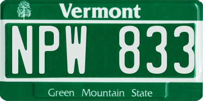 VT license plate NPW833