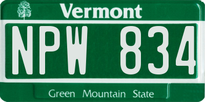 VT license plate NPW834