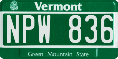 VT license plate NPW836