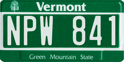 VT license plate NPW841