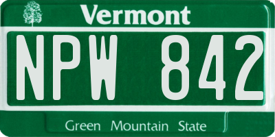 VT license plate NPW842