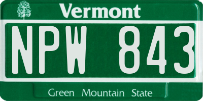 VT license plate NPW843