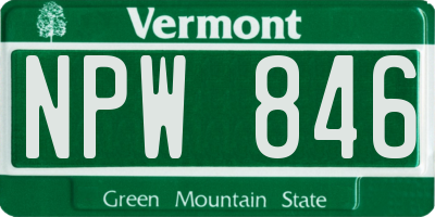 VT license plate NPW846