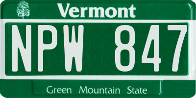 VT license plate NPW847