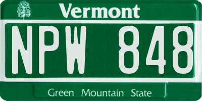 VT license plate NPW848