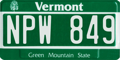 VT license plate NPW849