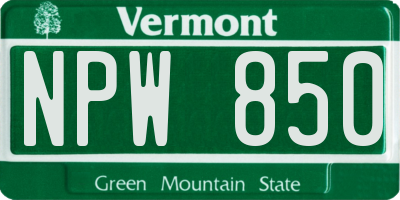 VT license plate NPW850